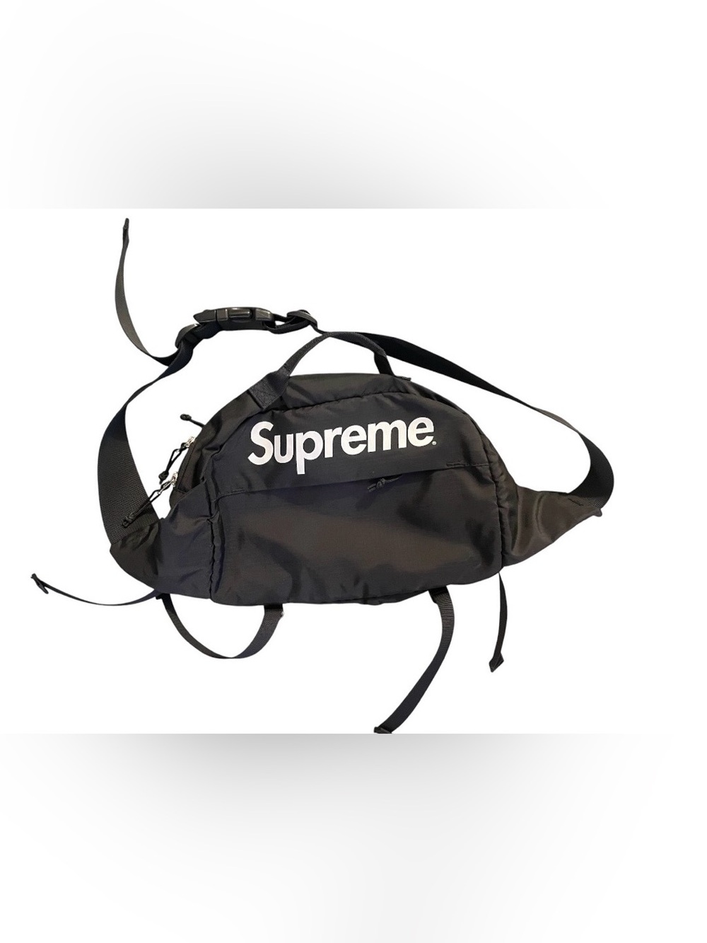 Supreme Black Crossbody Belt Bag with White Logo